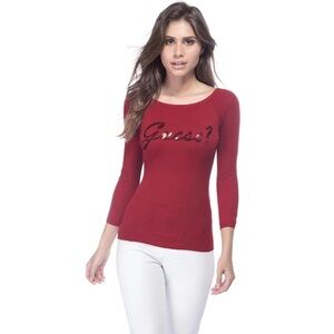 Guess vintage y2k ribbed sweater sequin logo